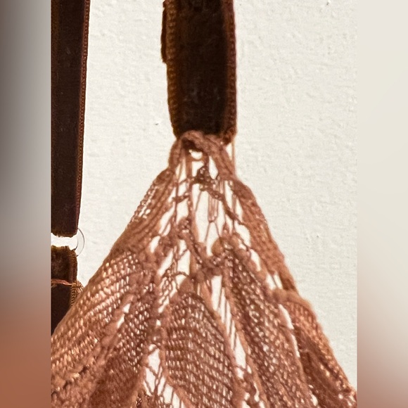 Vintage Delicates Velvet Feel Lace Nightgown Lingerie Slip Dress in Rich Brown - Picture 3 of 7